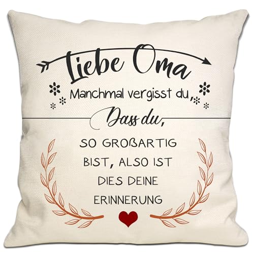 Bommex Manchmal vergisst du DASS du so großartig bist Also ist Dies Deine Erinnerung Liebe Oma Kissenbezug für Großmutter von Enkelin Enkel Geburtstag Muttertag Erinnerung für Oma(Oma-2) von Bommex