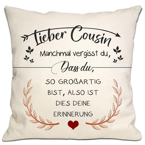 Bommex Manchmal vergisst du DASS du so großartig bist Also ist Dies Deine Erinnerung Lieber Cousin Kissenbezug für Männer Jungen von Cousine Cousin Geburtstag Graduierung (Cousin-2) von Bommex
