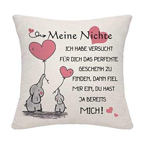 Bommex Nichte Geschenk von Tante Onkel Nichte Kissenbezug, Geschenk für Nichte Geburtstagsgeschenk (Nichte) von Bommex