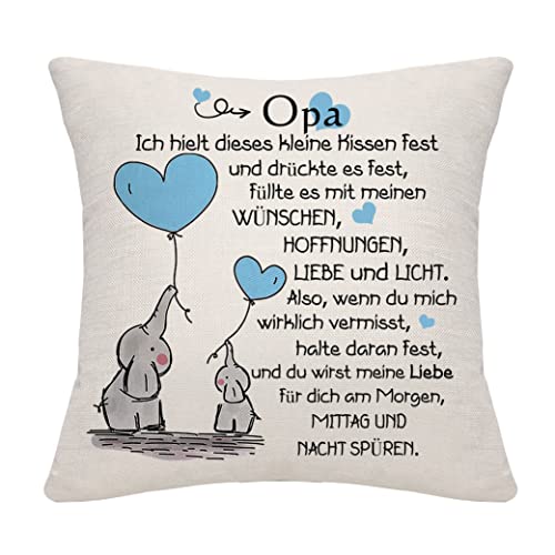 Bommex Opa Geschenk Kissenbezug für Opa, Geschenk für Opa von Enkeltochter Enkel Opa Kissenbezug Opa Geburtstagsgeschenk (Opa) von Bommex