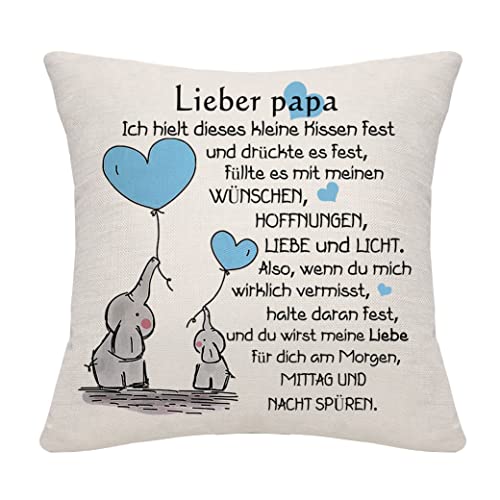 Bommex Papa Geschenk Kissenbezug für Papa Geschenk für Papa von Tochter Sohn Papa Kissenbezug Papa Geburtstagsgeschenk Auf Wiedersehen Geschenk (Papa) von Bommex