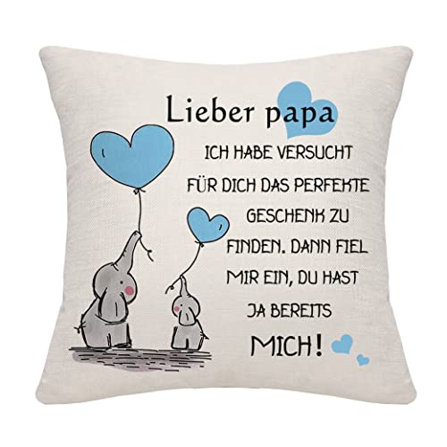 Bommex Papa Geschenk von Tochter Sohn Papa Kissenbezug Geschenk für Papa Geburtstagsgeschenk (Papa) von Bommex