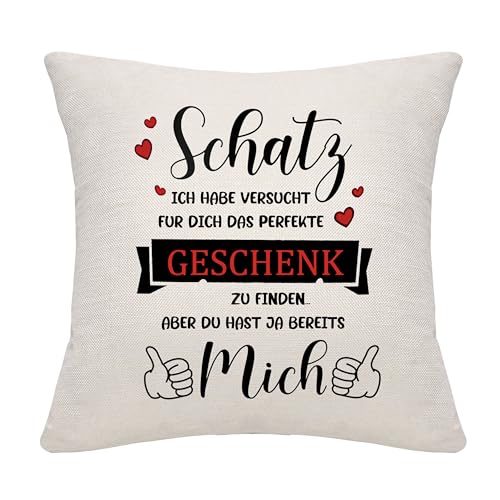 Bommex Schatz ich Habe versucht Finden Aber Du hast ja bereits Mich Kissenbezug für Freundin Freund Frau Ehemann Valentinstag Geburtstag (Stil-6) von Bommex