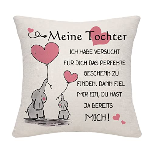 Bommex Tochter Geschenk von Mama Papa Kissenbezug - Geburtstagsgeschenk für Tochter von Bommex