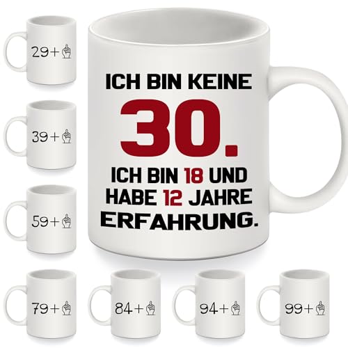 Ich bin keine 30 Becher zum 30. Geburtstag Lustige Geburtstagsgeschenke Kaffeetassen für 30 Jahre alte Frauen Männer Schwester Freunde Cousine Alles Gute zum Geburtstag (30-b) von Bommex