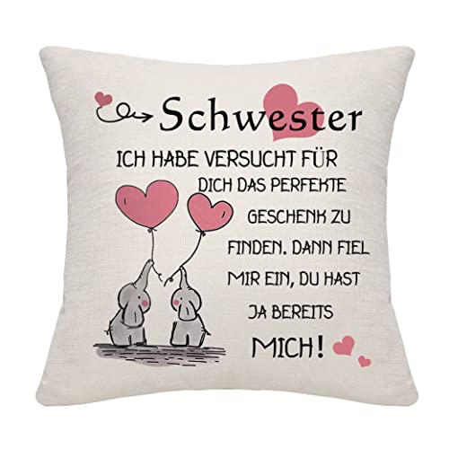 Schwester Geschenk von Bruder - Kissenbezug für Geburtstagsgeschenk von Bommex