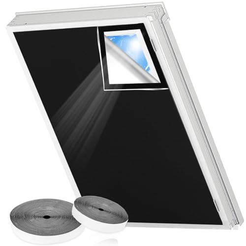 Bomtop Dachfenster Verdunklungsrollo, Verdunkelung 100% lichtundurchlässig 146cm x 130cm Sonnenschutz mit Wärmedämmschicht, Dachfenster Verdunkelung Sets Verdunkelungsrollo Ohne Bohren Fenster von Bomtop