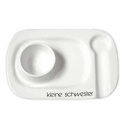 BonApart Eierbecher mit Löffelablage Eier Halter groß Porzellan Manufaktur Made in Germany (Kleine Schwester) von BonApart