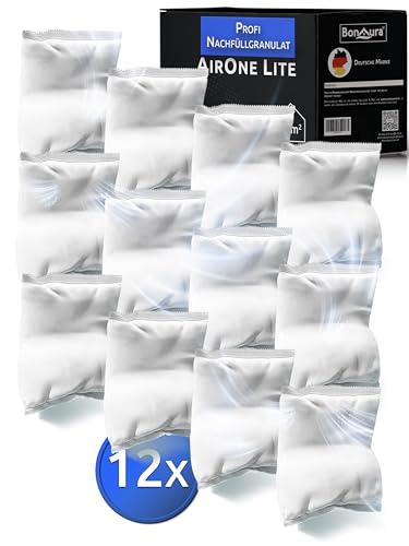 BonAura® AirOne Lite Badezimmer & Küche Luftentfeuchter Nachfüllpack I 12er Set 450g Luftentfeuchter Granulat I Entfeuchter Nachfüllpack I Schutz gegen Schimmel & Gerüche von BonAura