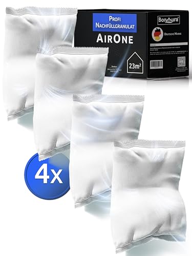 BonAura® AirOne Luftentfeuchter Nachfüllpack I 4er Set 680g Luftentfeuchter Granulat I Entfeuchter Nachfüllpack für Wohnräume I Schutz gegen Schimmel & Gerüche von BonAura