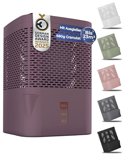 BonAura® AirOne Luftentfeuchter ohne Strom bis 23m² I 360° Belüftung I Raumentfeuchter mit Ausgießer & 680g Luftentfeuchter Granulat I Schimmel- und Geruchsschutz I Raum Entfeuchter Wohnung von BonAura
