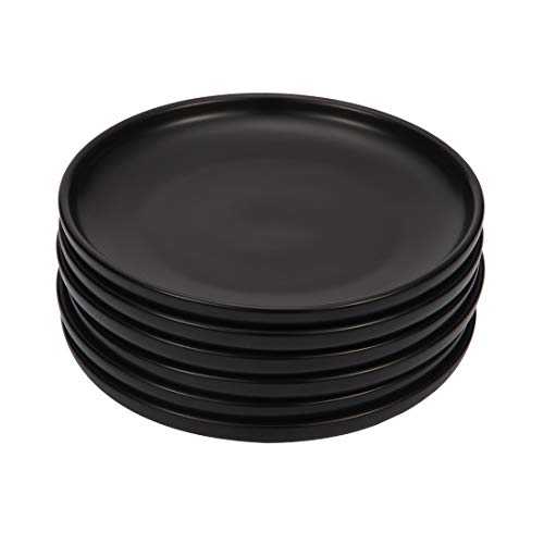BonNoces Speiseteller aus Porzellan, elegant, matt, klein, rund, für Dessert, Salat, Snacks, 6 Stück schwarz von BonNoces