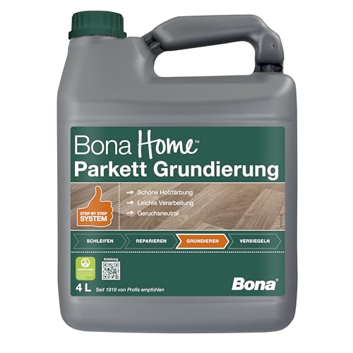 Bona Home Parkett Grundierung 4 L, Holzgrundierung, Klarlack, Holzschutzgrund, Holzboden Parkettlack, Parkettpflege versiegeltes Parkett von Bona