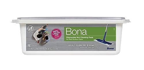 Bona Einweg-Reinigungspads für verschiedene Oberflächen, für Steinfliesen, Laminat und Vinyl, LVT/LVP, 12 kt von Bona
