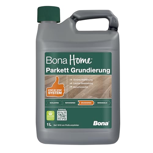 Bona Home Parkett Grundierung 1 L, Holzgrundierung, Klarlack, Holzschutzgrund, Holzboden Parkettlack, Parkettpflege versiegeltes Parkett von Bona