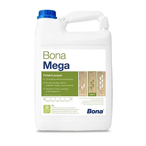 Bona Mega Parkettlack - halbmatt - 5 Liter - Versiegelung, 1 K Parkettlack, Wasserlack von Bona