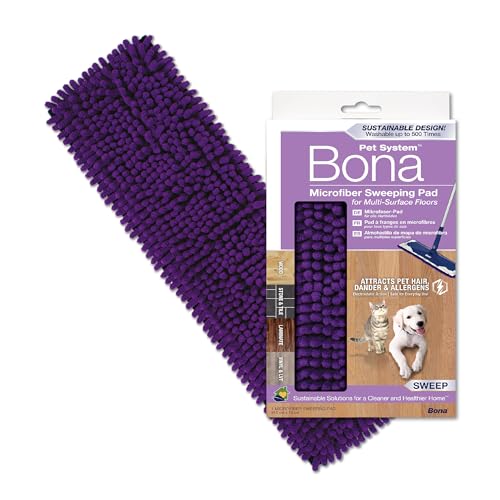 Bona Pet System Mikrofaser Sweeping Pad, beseitigt Tierhaare, Hautschuppen und Allergene, elektrostatische Wirkung, waschbar, für Holz- und Hartböden von Bona