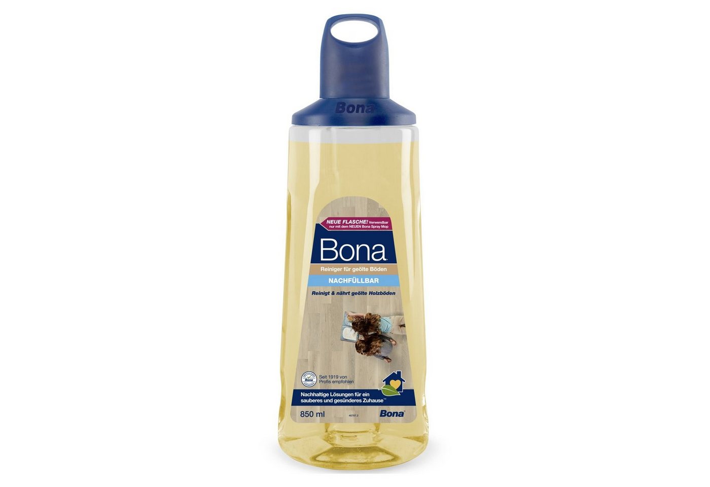 Bona Premium Spray Mop Nachfüllkartusche 850 ml Reiniger geölte Böden Fussbodenreiniger (Durchsichtig - damit man sofort weiß, wann nachgefüllt werden muss) von Bona