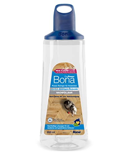 Bona Bodenreiniger für Holzfußböden, OxyPower Bodenflege Flasche 850 ml, Kartusche für Premium Spray Mop von Bona