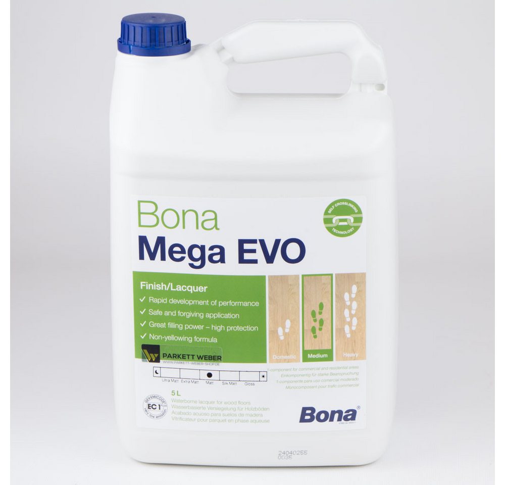 Bona Treppen- und Parkettlack Bona Mega EVO Parkettlack halbmatt 5 Liter Bona Treppen- und Parkettlack Bona Mega EVO Parkettlack halbmatt 5 Liter von Bona