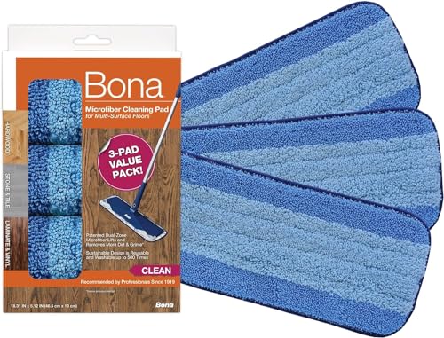 Bona Wischmopp Bezug Set mit 3 Wischbezügen, Bodentuch, Mikrofaser Reinigungs-Pad mit Zwei-Zonen-Design von Bona