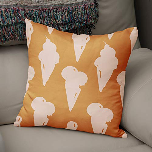 Le Jardin du Lin Kissen Zierkissenbezug Kissenbezug, Orange & Off White Dekoration, Weich Bequem, Für Zuhause Autos Büro Sofa Wohnzimmer Couch Schlafzimmer Dekor, 43x43 Cm - Hergestellt in der Türkei von Bonamaison