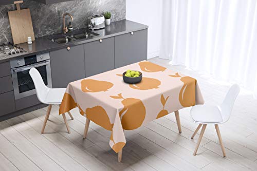 Le Jardin du Lin Küchendekoration, Tischdecke, Orange, nicht-gerade weiss, 140 x 140 Cm - Entworfen und hergestellt in der Türkei von Le Jardin du Lin