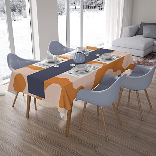Bonamaison Küchendekoration, Tischdecke, Orange, Nicht-gerade Weiss, 140 x 200 cm - Entworfen und hergestellt in der Türkei von Bonamaison