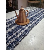 Baumwollstoffstreifen Tischläufer. Tischläufer Webstuhl Gewebt. Wunderschöner Langläufer Mit Fransen. Blau Marine Und Weiß. Läufer Nach Maß Baumwollstoffstreifen Tischläufer. Tischläufer Webstuhl Gewebt. Wunderschöner Langläufer Mit Fransen. Blau Marine Und Weiß. Läufer Nach Maß von BonayDesigns