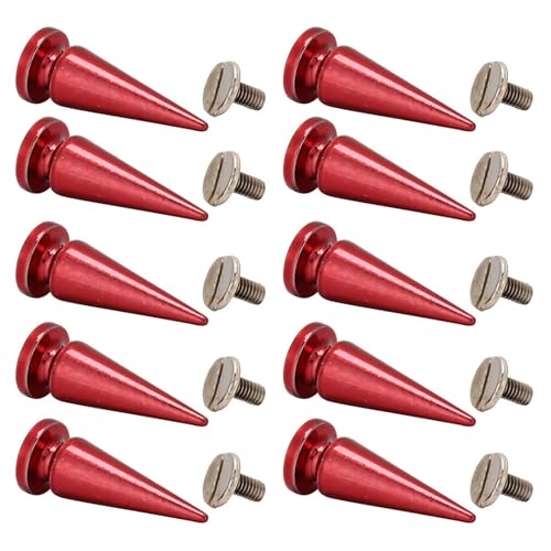 Bonbela 10Set Leder Nietselste 10 * 26mm Kupferkugel Nieten Metallstift mit Schraubenset für Leder Bastelbeutel (10 * 26mm farbenfrohe Rot) von Bonbela