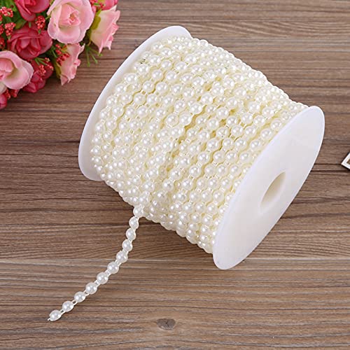 Bonbela 25 M/Roll Doppelwatte Imitieren Halbe Runde Perlenperlenkettenkranz für Hochzeit (Beige) von Bonbela