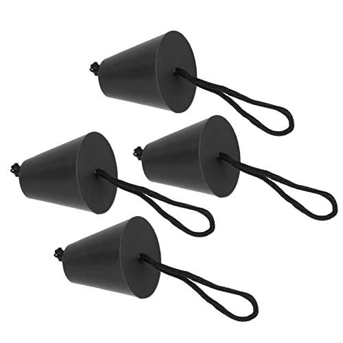 Bonbela 4pcs Scupper -Plug -Kit mit Lanyard Flexiblen Silikon Abflusslöchern Stopper Bung Universal für Kajak Kanus (Schwarz) von Bonbela
