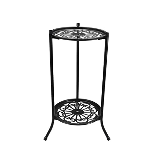 Bonbela 50 * 24 cm Schweren Eisen -Topf -Pflanzenständer Doppelschicht Metallblütentopfregal für Innen Im Freien Im Freien Schwarz von Bonbela