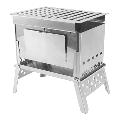 Bonbela 8,5 X 5,3 X 7, Zoll Faltbarer Kochherd - Grill Grill Edelstahl Tragbarer Abnehmbarer Grillkochherd für Gartencamping -Picknick Im Freien von Bonbela