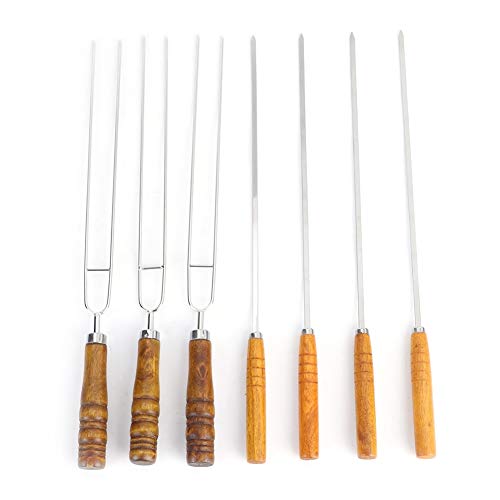 Bonbela Bratstock - 7pcs Edelstahl -Grillgabel Set U Form Röststab Spieß Grill Utensil von Bonbela