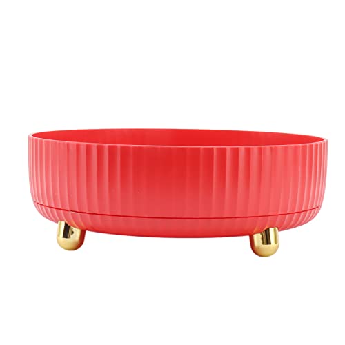 Bonbela Drehes Gewürzregal 360 Grad Rotierender Speicherregal Organizer Runde Kosmetische Gewürzregal Plattenteller für Küchenschrank Speisekammer (Rot) von Bonbela