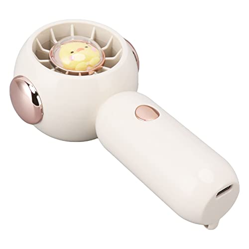 Bonbela Handheld -Pocket -Lüfter Tragbarer Lüfter USB Lade Tier Cartoon Muster Niedriger Geräusche Einstellbarer Handlüfter für Outdoor Reise (Weiß) von Bonbela