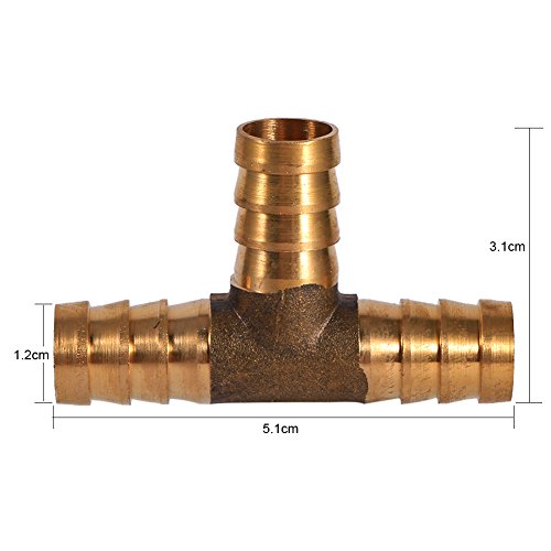 Bonbela Messing T Stück 3 -Wege Kraftstoffschlauchanbeter 6 Mm für Druckluftölgasrohr (12 mm) von Bonbela