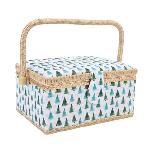 Bonbela Nähspeicherkorb mit Tablett Tragbarer Näh Organizer mit Abnehmbarem PP -Tablett Dual -Layer -Speicher für Nadelgewinde Schere Messung Baummuster Urlaubs Bonbela Nähspeicherkorb mit Tablett Tragbarer Näh Organizer mit Abnehmbarem PP -Tablett Dual -Layer -Speicher für Nadelgewinde Schere Messung Baummuster Urlaubs von Bonbela