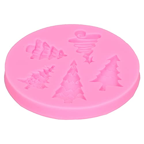 Bonbela Weihnachts Baum DIY Form Backform Silikon Fondant Schokoladen Form Lebensmittel Qualität Ungiftig Wieder Verwendbar Flexibel für Kuchen Schokoladen Seife mit Leicht Sauberer (Rosa) von Bonbela