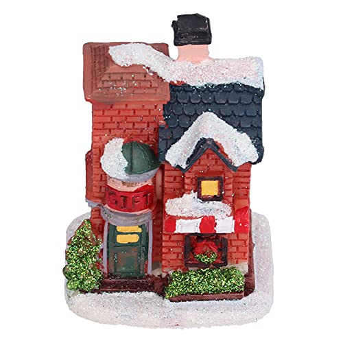 Bonbela Weihnachtsharz House LED -Leuchten Snow Cottage Winter Village Szene mit Warmem Licht für Hausgarten Urlaub Dekorationen von Bonbela