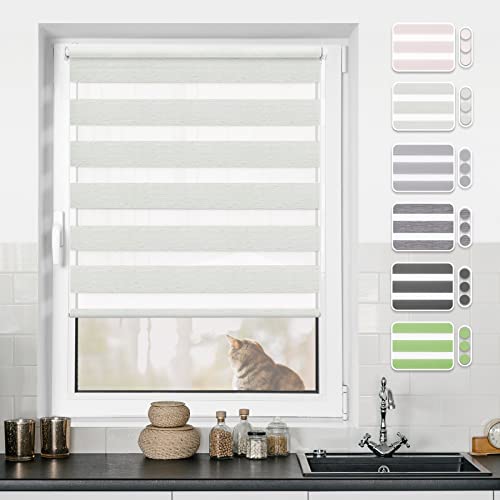 Doppelrollo Klemmfix ohne Bohren Leinen 100x230cm Rollos für Fenster ohne Bohren & mit Bohren Rollo Fensterrollo Klemmrollos Fensterrollo innen lichtdurchlässig & verdunkelnd von BondFree