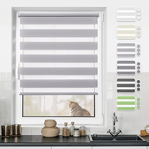 Doppelrollo Klemmfix ohne Bohren Grau 40x120cm Rollos für Fenster ohne Bohren & mit Bohren Rollo Fensterrollo Klemmrollos Fensterrollo innen lichtdurchlässig & verdunkelnd von BondFree