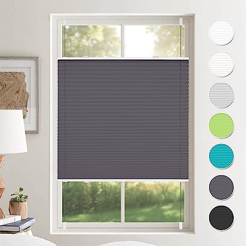 Plissee ohne Bohren Plissees Klemmfix Anthrazit 40x160cm(BxH) Jalousie Plisseerollo Blickdicht Fensterrollo innen ohne Bohren Sichtschutz & Sonnenschutz Rollos für Fenster ohne Bohren von BondFree