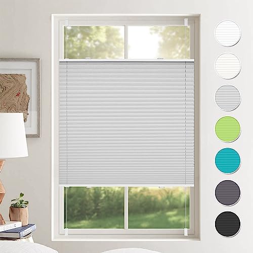 Plissee ohne Bohren Plissees Klemmfix Grau 105x120cm(BxH) Jalousie Plisseerollo Blickdicht Fensterrollo innen ohne Bohren Sichtschutz & Sonnenschutz Rollos für Fenster ohne Bohren von BondFree