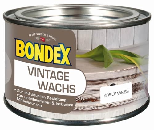 Bondex Vintage Wachs Kreideweiß 0,25 L für 6 m² | Kreative Innengestaltung | Antik-/ Shabby-chic-Effekt | Pflegt und schützt | Seidenglänzend | Möbelwachs | Holzwachs von Bondex