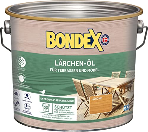 Bondex Lärchen Öl 2,5 L für 55 m² | Extrem wasserabweisend | Schützt vor Rissbildung und Austrocknung | Atmungsaktiv | matt | Holzöl | Holzschutz von Bondex