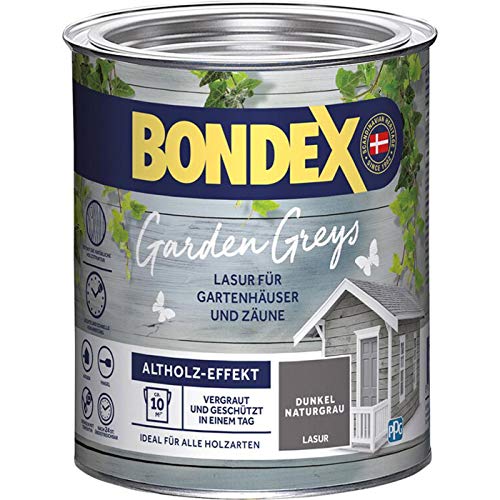 Bondex 434130 Garden Greys Lasur dunkel naturgrau 0,75 L für 10 m² - Altholz-Effekt - Betont die Holzmaserung - Vergraut und Schützt Bondex 434130 Garden Greys Lasur dunkel naturgrau 0,75 L für 10 m² - Altholz-Effekt - Betont die Holzmaserung - Vergraut und Schützt von Bondex