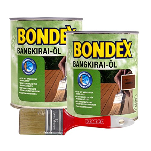 Bondex Bangkirai-Öl, 1,5 Liter inkl. Pinsel - Schutz- und Pflegeöl für Aussen, Gartenmöbel und Terrassenöl von Bondex