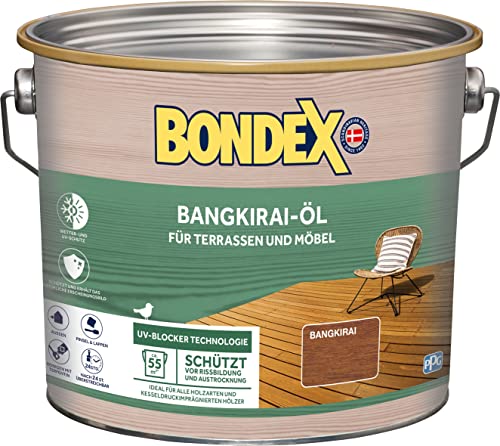 Bondex Bangkirai Öl 2,5 L für 55 m² | Extrem wasserabweisend | Schützt vor Rissbildung und Austrocknung | Atmungsaktiv | matt | Holzöl | Holzschutz Bondex Bangkirai Öl 2,5 L für 55 m² | Extrem wasserabweisend | Schützt vor Rissbildung und Austrocknung | Atmungsaktiv | matt | Holzöl | Holzschutz von Bondex